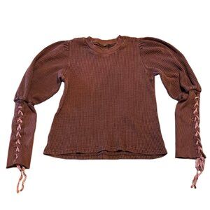 Free People Long Puff Sleeve Thermal Top